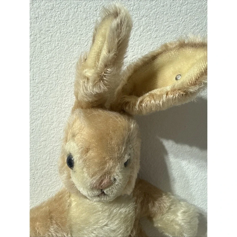 Vtg Bunny Rabbit Steiff Originals Floppy Hansi Ear Button Mohair Twist LOT Of 2